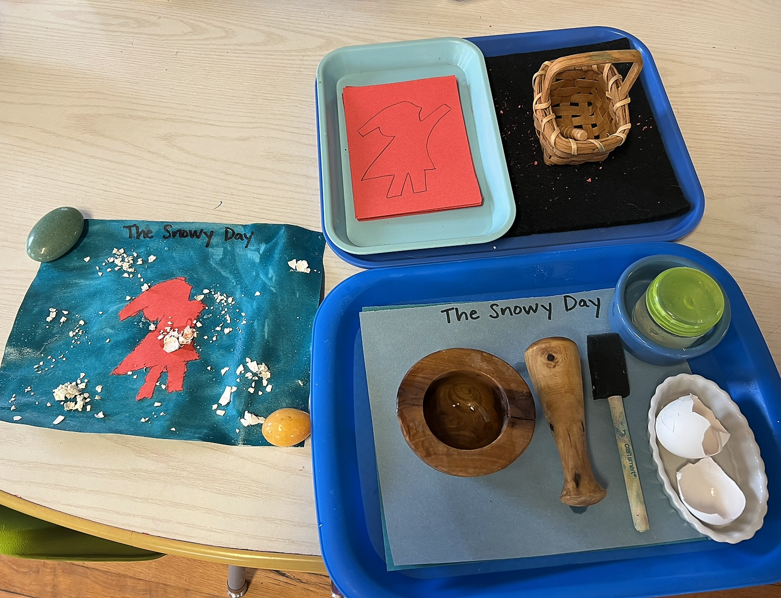 art lesson with egg shells